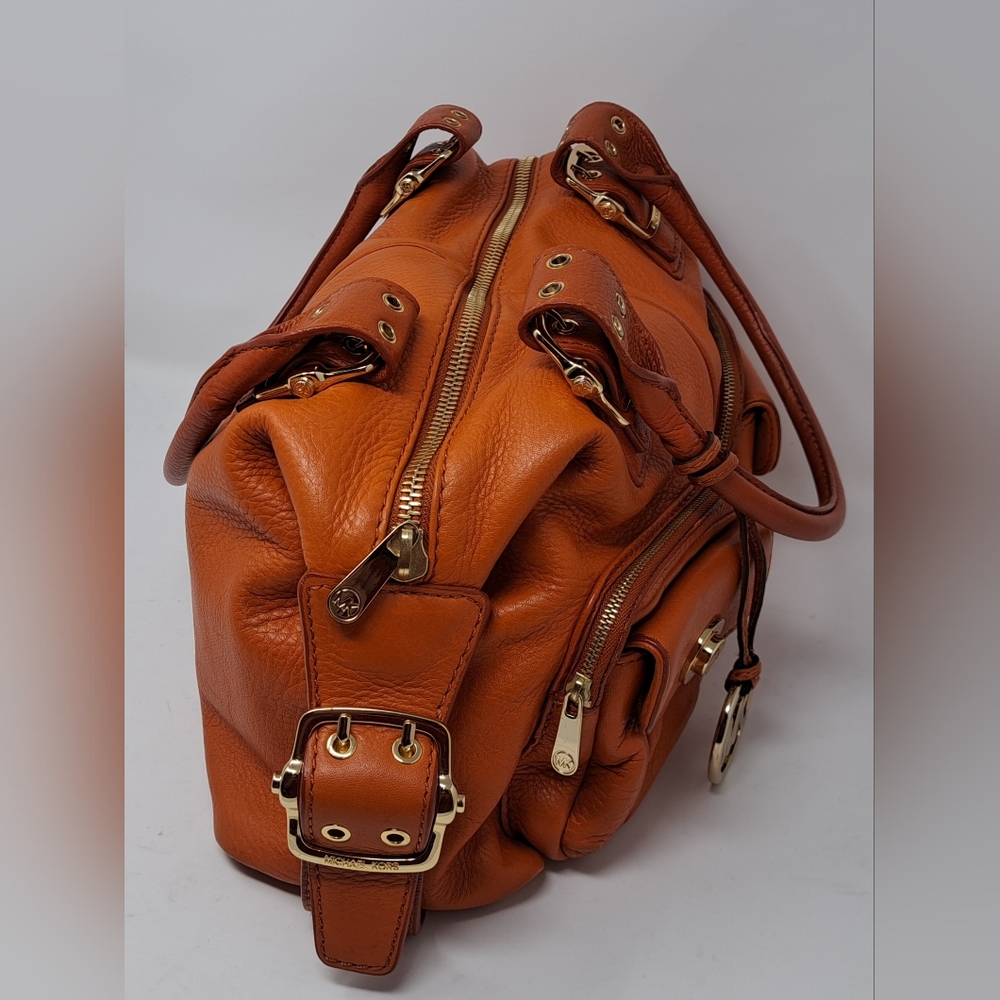 Michael Kors Women's Purse Handbag Bag Burnt Orange Leather Gold Hardware - Picture 10 of 16